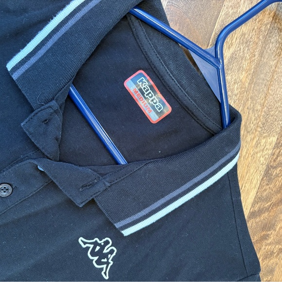 Kappa Black Polo Shirt with White Trim - Picture 2 of 2